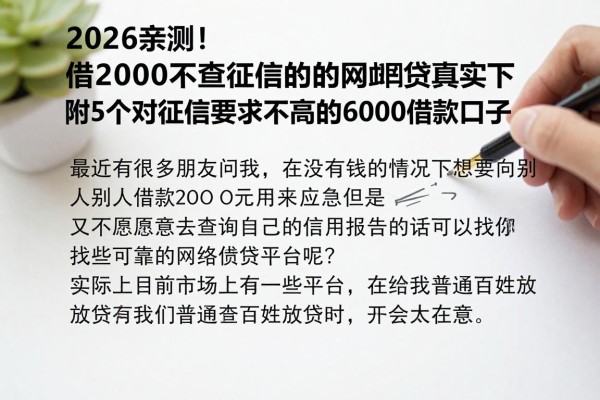 2026亲测!借2000不查征信的网贷真实下款,附5个对征信要求不高的6000借款口子