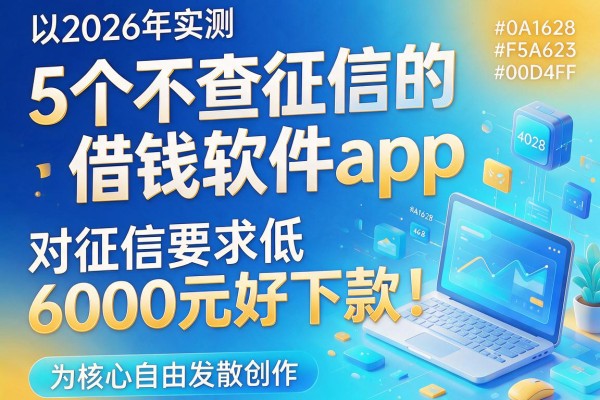 2026年实测：5个不查征信的借钱软件app，对征信要求低，6000元好下款！