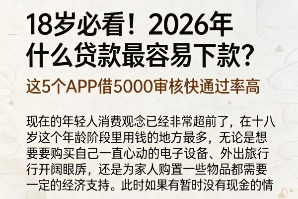 18岁必看！2026年什么贷款最容易下款？这5个APP借5000审核快通过率高