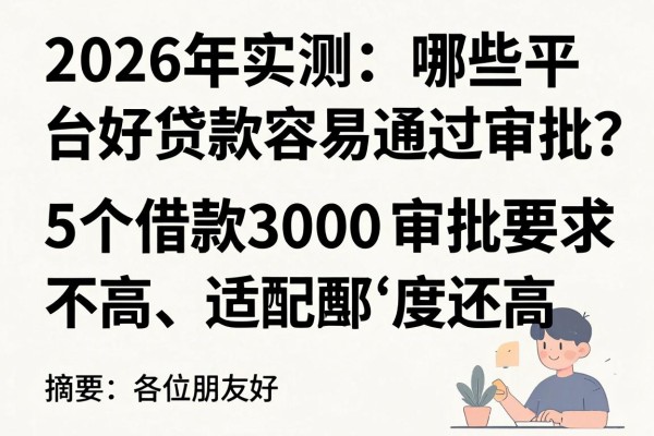2026年实测:哪些平台好贷款容易通过审批?这5个借款3000审批要求不高、适配度还高