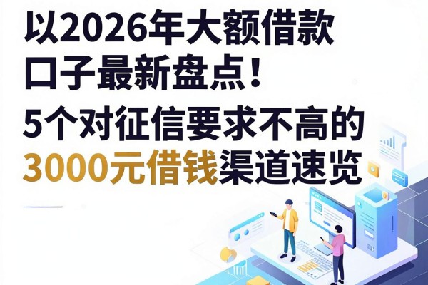 2026年大额借款口子最新盘点!5个对征信要求不高的3000元借钱渠道速览