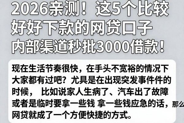 2026亲测!这5个比较好下款的网贷口子,内部渠道秒批3000借款!