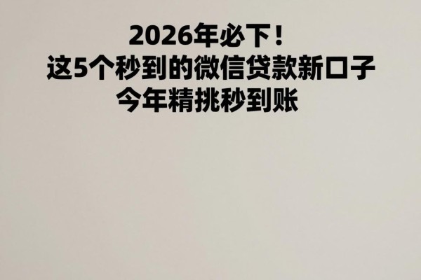 2026年必下！这5个秒到的微信贷款新口子，今年精挑秒到账
