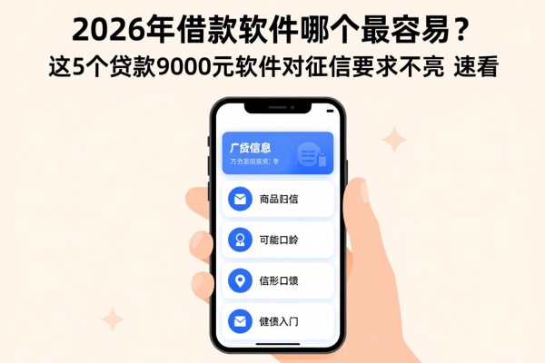 2026年借款软件哪个最容易？这5个贷款9000元软件对征信要求不高，速看！