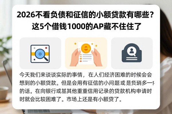 2026不看负债和征信的小额贷款有哪些?这5个借钱1000的APP藏不住了