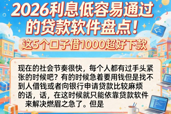 2026利息低容易通过的贷款软件盘点！这5个口子借1000超好下款