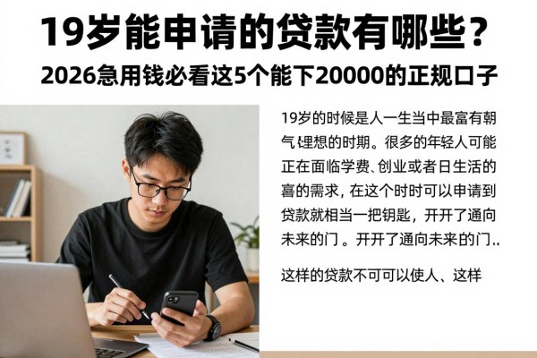 19岁能申请的贷款有哪些?2026急用钱必看这5个能下20000的正规口子