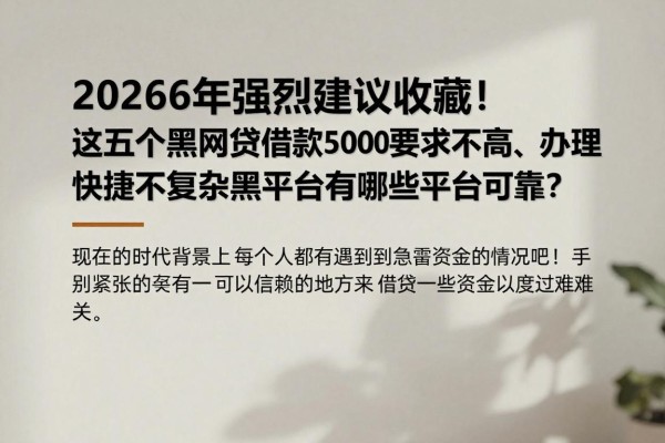 2026年强烈建议收藏！这五个黑网贷借款5000要求不高、办理快捷不复杂，黑平台网贷有哪些平台可靠？