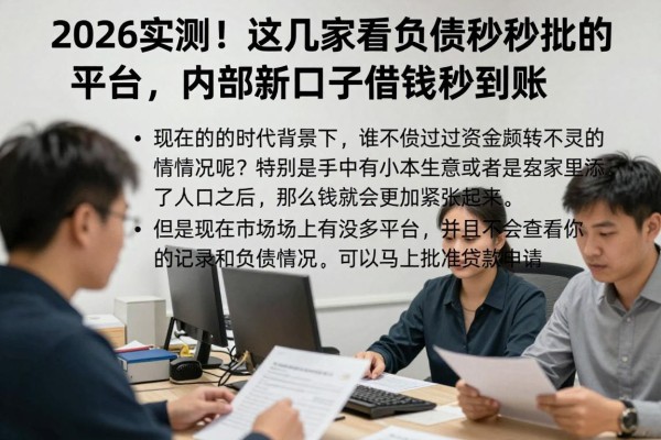 2026实测！这几家不看负债秒批的平台，内部新口子借钱秒到账