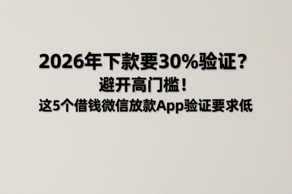 2026年下款要30%验证?避开高门槛!这5个借钱微信放款App验证要求低