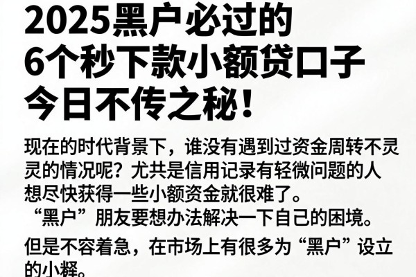2025黑户必过的6个秒下款小额贷口子，今日不传之秘！
