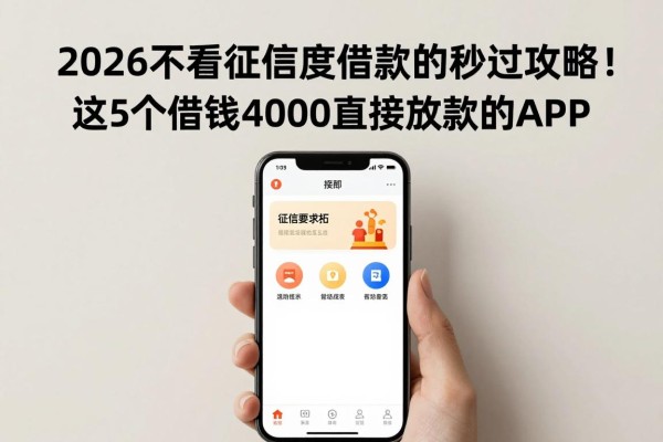 2026不看征信度借款的秒过攻略!这5个借钱4000直接放款的APP,征信要求不高速来集合