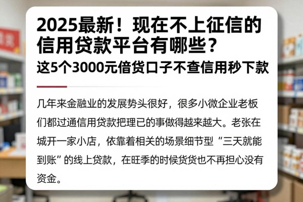 2025最新!现在不上征信的信用贷款平台有哪些?这5个3000元借款口子不查信用秒下款