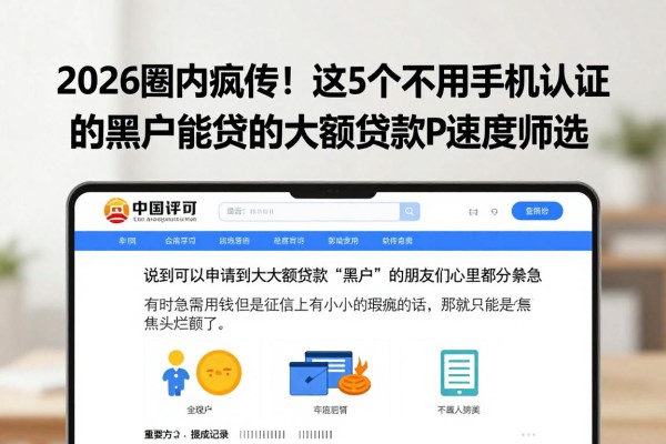 2026圈内疯传!这5个不用手机认证的黑户能贷的大额贷款APP速度筛选