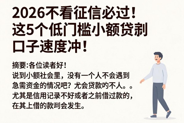2026不看征信必过!这5个低门槛小额贷款口子速度冲!
