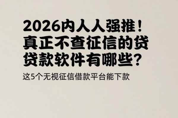 2026内行人强推！真正不查征信的贷款软件有哪些？这5个无视征信借款平台能下款