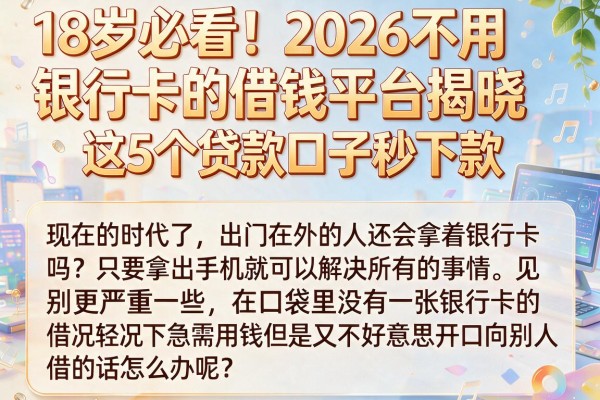 18岁必看！2026不用银行卡的借钱平台揭晓，这5个贷款口子秒下款