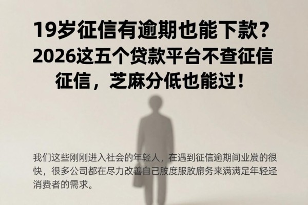 19岁征信有逾期也能下款?2026这五个贷款平台不查征信,芝麻分低也能过!