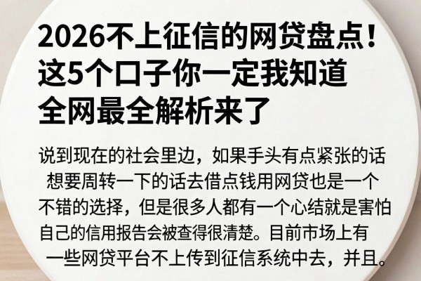 2026不上征信的网贷盘点!这5个口子你一定要知道,全网最全解析来了