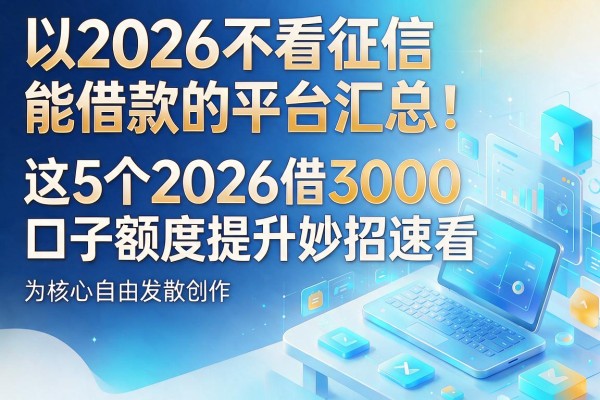 2026不看征信能借款的平台汇总！这5个2026借3000口子额度提升妙招速看