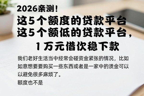 2026亲测!这5个额度低的贷款平台,1万元借款稳下款