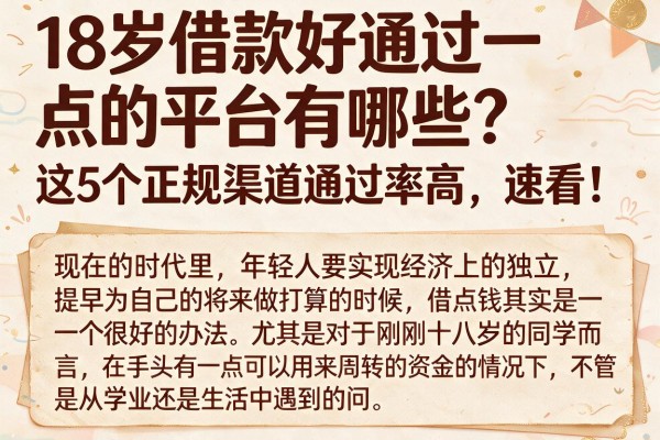 18岁借款好通过一点的平台有哪些？这5个正规渠道通过率高，速看！