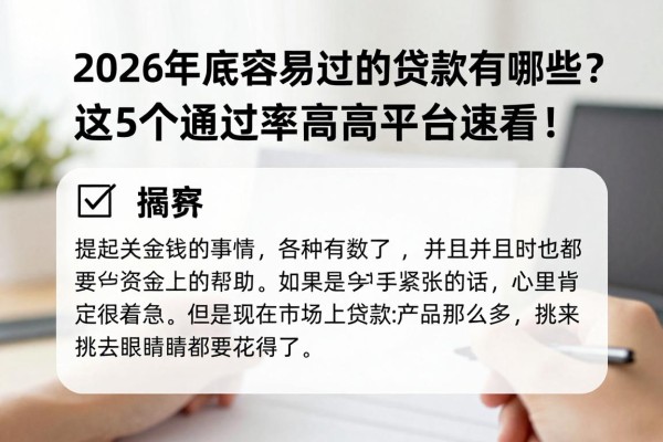 2026年底容易过的贷款有哪些？这5个通过率高的平台速看！