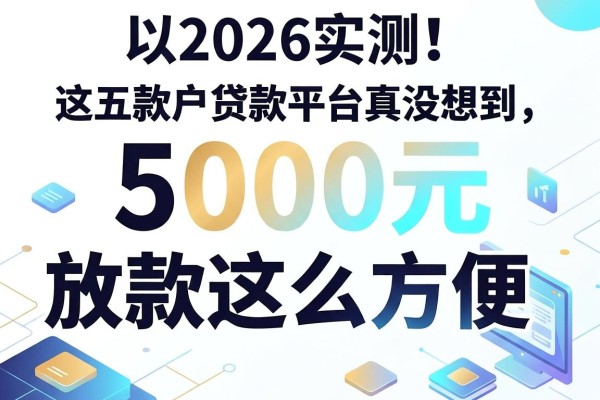 2026实测!这五款黑户贷款平台真没想到,5000元放款这么方便