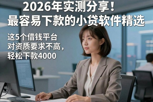 2026年实测分享！最容易下款的小贷软件精选，这5个借钱平台对资质要求不高，轻松下款4000