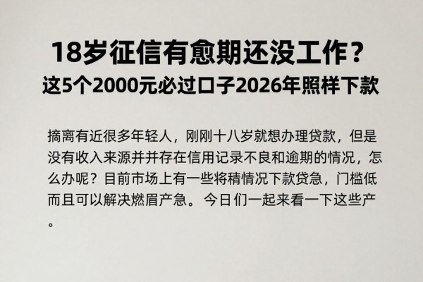 18岁征信有逾期还没工作？这5个2000元必过口子2026年照样下款