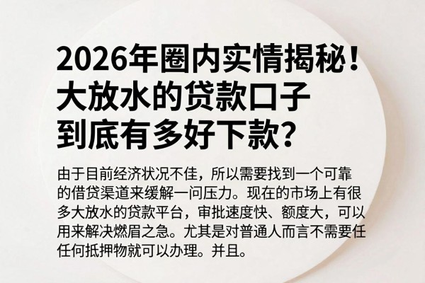 2026年圈内实情揭秘!大放水的贷款口子到底有多好下款?