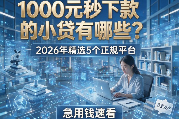 1000元秒下款的小贷有哪些？2026年精选5个正规平台，急用钱速看