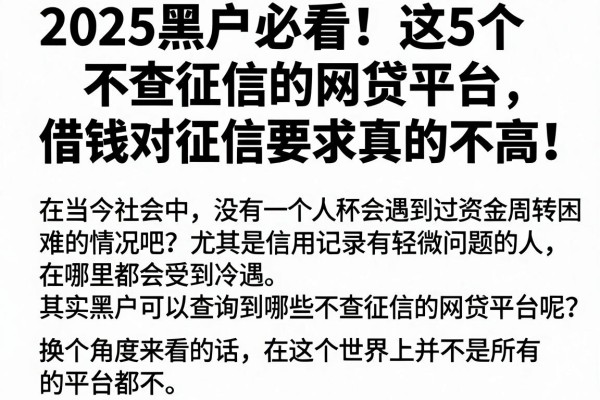 2025黑户必看!这5个不查征信的网贷平台,借钱对征信要求真的不高