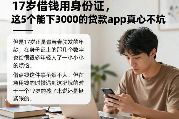 17岁借钱用身份证，这5个能下3000的贷款app真心不坑