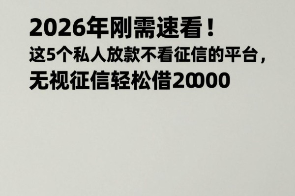 2026年刚需速看!这5个私人放款不看征信的平台,无视征信轻松借2000