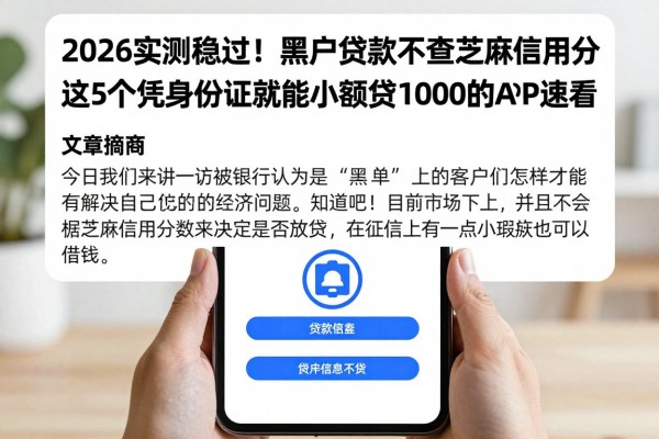 2026实测稳过！黑户贷款不查芝麻信用分，这5个凭身份证就能小额贷1000的APP速看