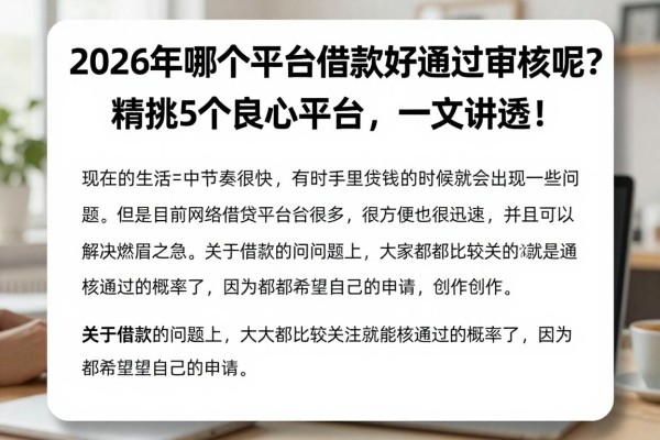 2026年哪个平台借款好通过审核呢?精挑5个良心平台,一文讲透!