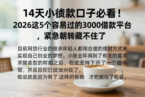 14天小额贷款口子必看!2026这5个容易过的3000借款平台,紧急周转藏不住了