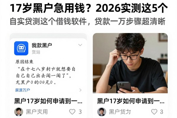 17岁黑户急用钱?2026实测这5个借钱软件,贷款一万步骤超清晰