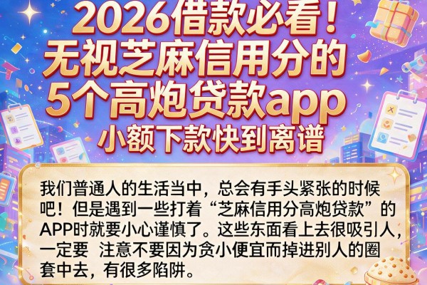 2026借款必看！无视芝麻信用分的5个高炮贷款app，小额下款快到离谱