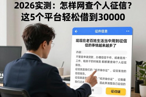 2026实测：怎样网查个人征信？这5个平台轻松借到30000