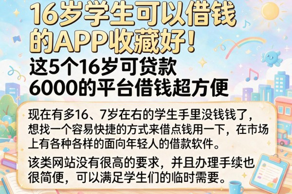 16岁学生可以借钱的APP收藏好！这5个16岁可贷款6000的平台借钱超方便