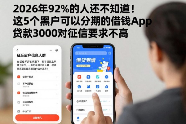 2026年92%的人还不知道！这5个黑户可以分期的借钱app，贷款3000对征信要求不高