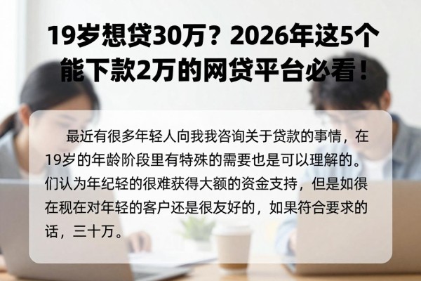 19岁想贷30万？2026年这5个能下款2万的网贷平台必看！