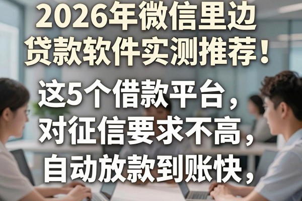 2026年微信里边贷款软件实测推荐!这5个借款平台对征信要求不高,自动放款到账快