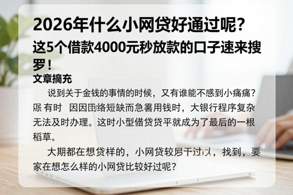2026年什么小网贷好通过呢?这5个借款4000元秒放款的口子速来搜罗!