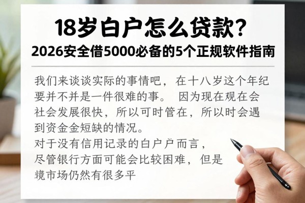 18岁白户怎么贷款？2026安全借5000必备的5个正规软件指南