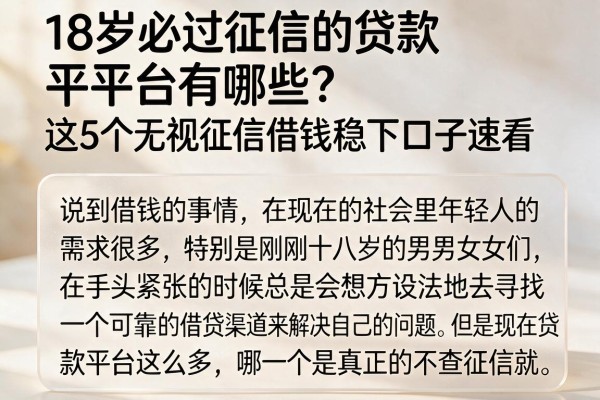 18岁必过征信的贷款平台有哪些？这5个无视征信借钱稳下口子速看