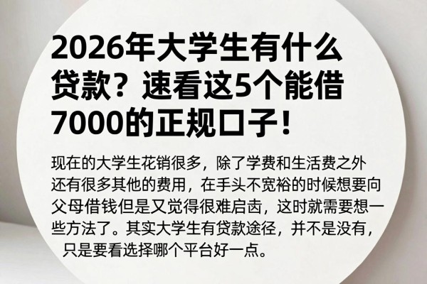 2026年大学生有什么贷款?速看这5个能借7000的正规口子!