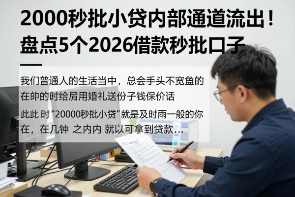 2000秒批小贷内部通道流出！盘点5个2026借款秒批口子